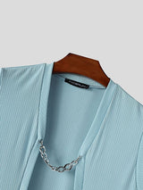 Men's Metal Chain Closure Sleeveless Longline Cardigan SKUL56550