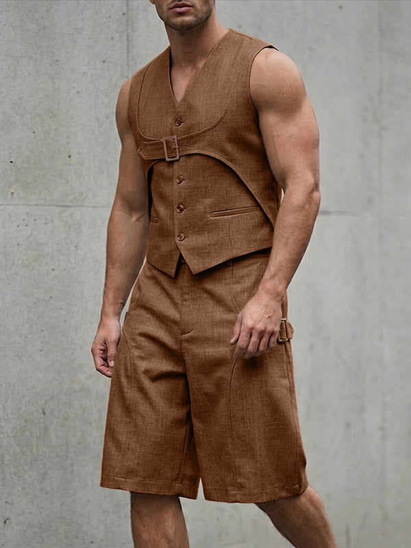 Men's Avant-Garde Deconstructed Buckled Two Pieces Outfit SKUL66877
