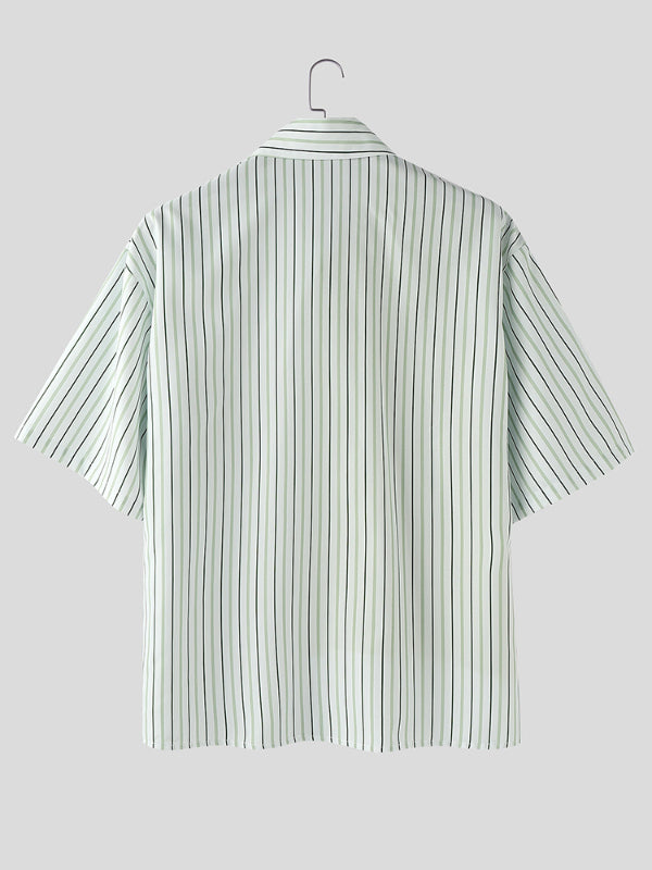 Men's Color Block Striped Short Sleeve Shirt SKUL22200