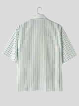 Men's Color Block Striped Short Sleeve Shirt SKUL22200