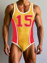 Men's Colorblock Number Print Bodysuit SKUL21173