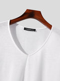 Mens Solid V-Neck Knit Drop Shoulder T-Shirt SKUK20470