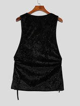 Men's Party Style Shiny Ruched Tank SKUL51937