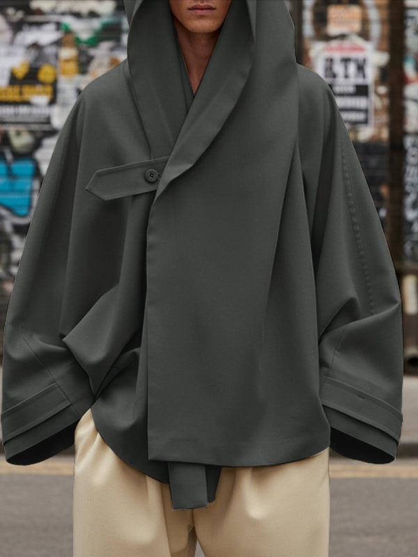 Men's Solid Color Deconstructed Hooded Long Sleeve Jacket SKUL45352