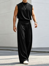 Men's Minimalist High Street Mock Neck Two Pieces Outfit SKUL79737