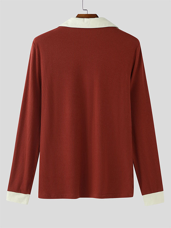 Men's Solid Color Textured Long Sleeve Shirt SKUL28426