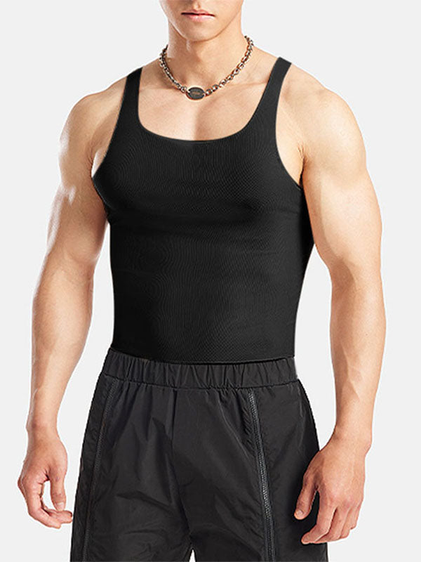 Mens Solid Color Sheer Casual Tank SKUK97830