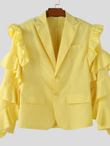 Men's Solid Color Ruffle Patchwork Casual Blazer SKUL40288