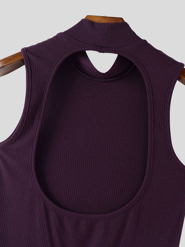 Men's Back Hollow Knitted Texture Tank SKUL38851