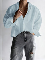 Men's Solid Color Casual Long Sleeve Shirt SKUL37283