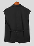 Mens Solid Lapel Double Breasted Waistcoat SKUK22601