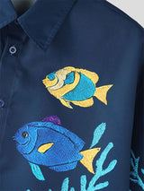 Men's Underwater World Embroidered Short Sleeve Shirt SKUL17936