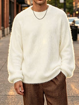 Mens Plush Crew Neck Loose Pullover Sweater SKUK29419