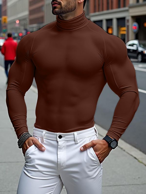 Men's Solid Color Sheer Long Sleeve T-Shirt SKUL39012