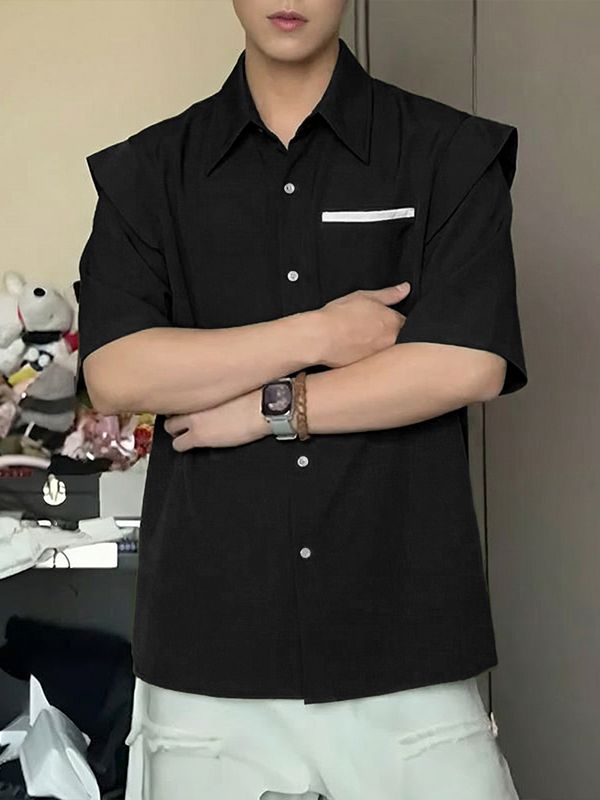 Men's Faux Two Piece Design Half Sleeve Shirt SKUL53154