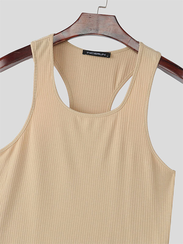 Mens Solid Color Textured U-Neck Tank SKUL13058