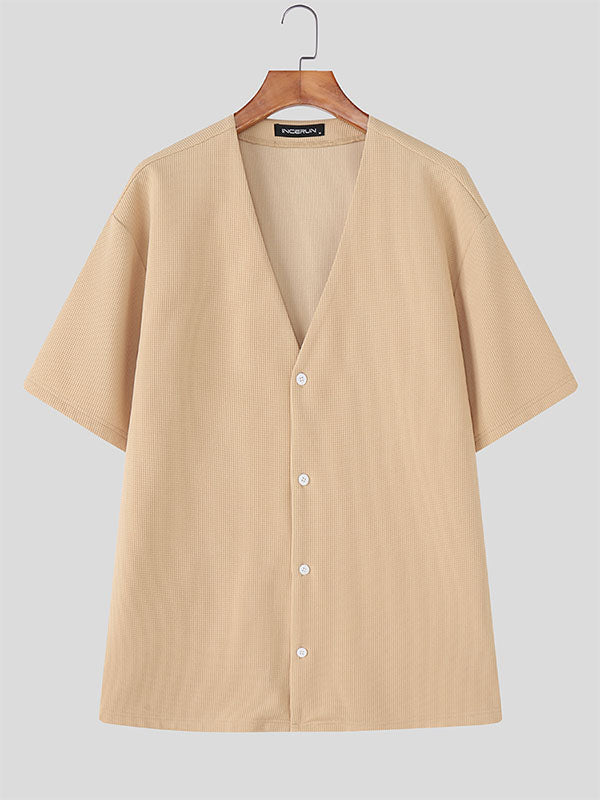 Men's Waffle Knit Short Sleeve Shirt SKUL22683