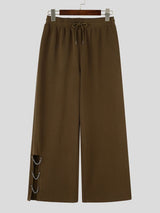 Men's Urban Streetwear City Walk Side Cutout Chain Drawstring Baggy Pant SKUL85216