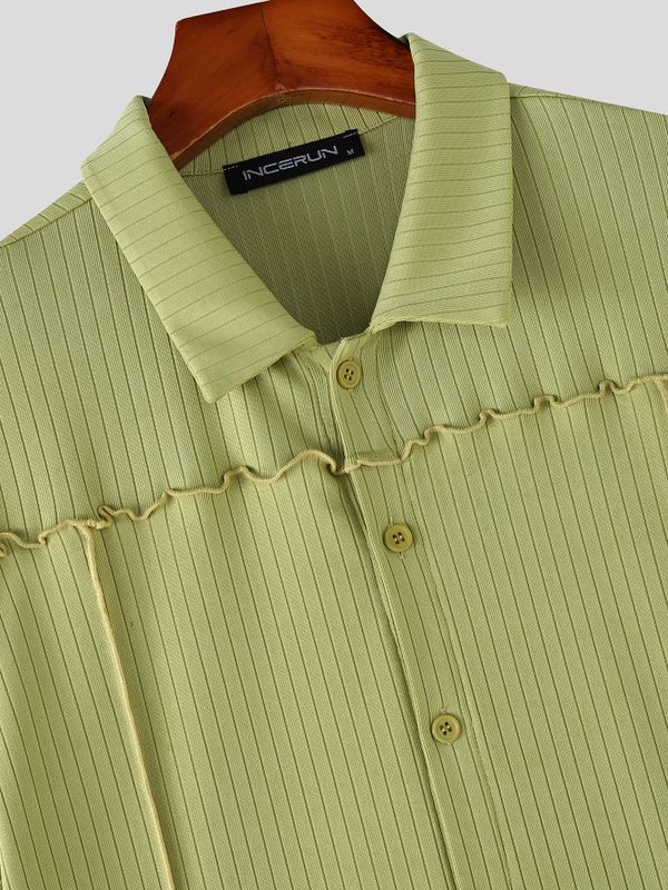 Men's Solid Color Casual Knit Short Sleeve Shirt SKUL59475