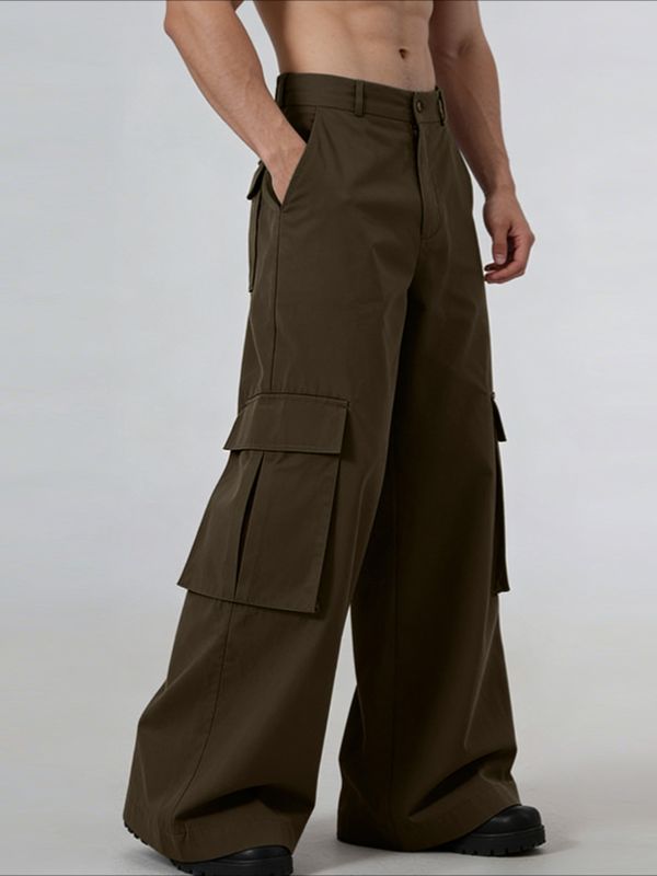 Men's Avant-Garde Minimalist Oversized Wide Leg Flared Cargo Pant SKUL66133