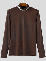 Men's Shiny Solid Color Long Sleeve T-Shirt SKUL37687