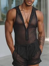 Men's Solid Sheer Mesh Bodysuit SKUL19021