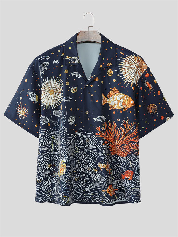 Mens Underwater World Print Short Sleeve Shirt SKUL17011