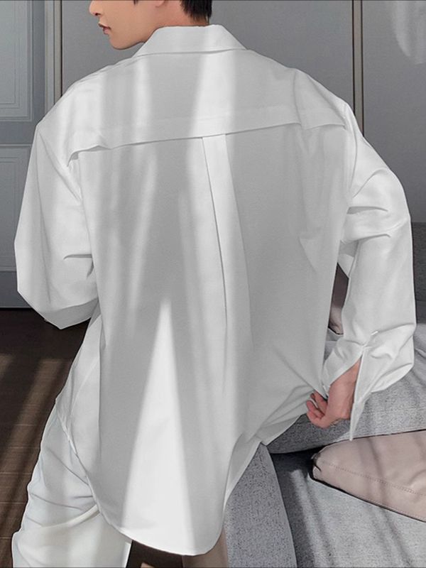 Men's Solid Color Casual Long Sleeve Shirt SKUL37259