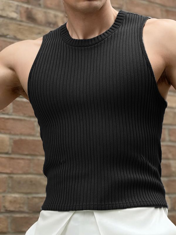 Men's Solid Color Knit Casual Tank SKUL52643