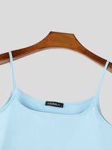 Men's High-Street Avant-Garde Ultra-Thin Spaghetti Strap Straight Neckline Cropped Tank SKUL70421