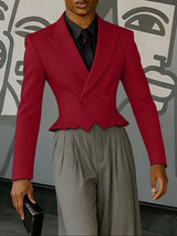 Men's Solid Color Casual Cropped Long Sleeve Blazer SKUL51874