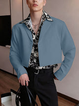 Men's Solid Color Cropped Casual Long Sleeve Blazer SKUL36631
