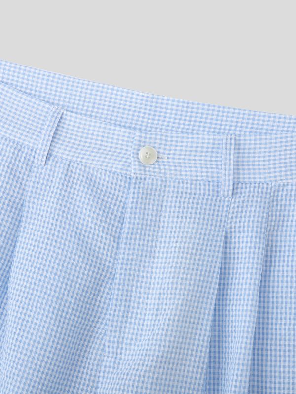 Men's Casual Plaid Wide Leg Short SKUL57697