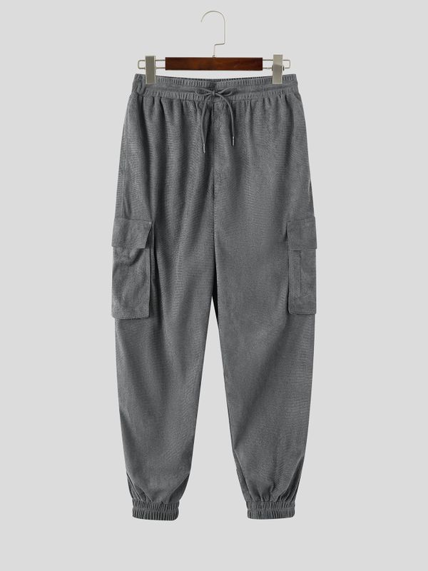 Men's Japanese Workwear City Walk Corduroy Cargo Flap Pocket Cuffed Pant SKUL84772