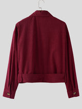 Men's Solid Color Textured Long Sleeve Jacket SKUL28412