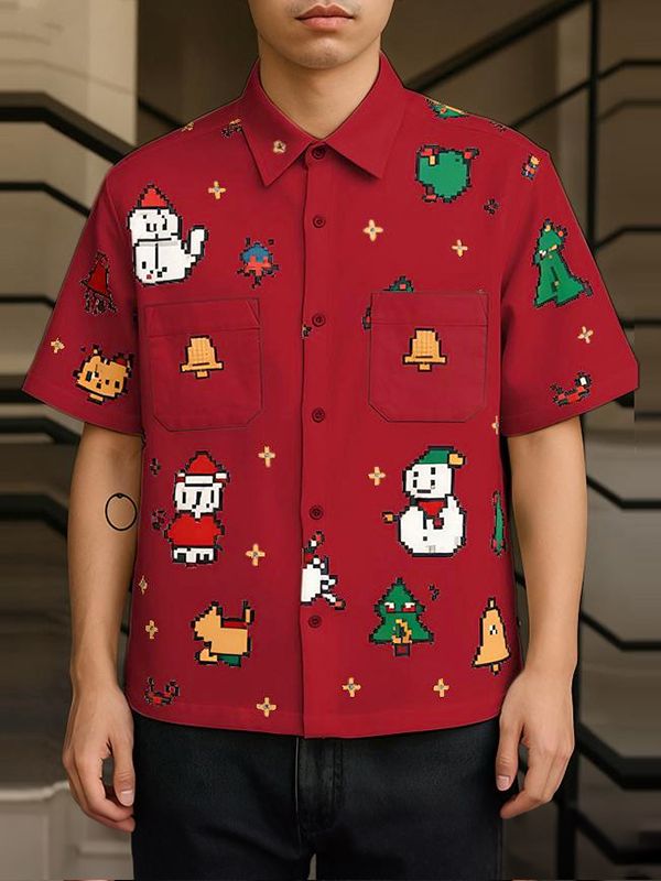 Men's Fun Print Short Sleeve Shirt SKUL39002