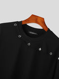 Mens Solid Button Design Short Sleeve T-Shirt SKUK09571