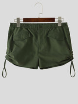 Men's Beach Party Utility Ruched Side Drawstring Micro Cargo Short SKUL78968