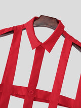 Men's Avant-Garde Deconstructed Cage Hollow-Out Longline Shirt SKUL54587