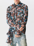 Mens Floral Print Lace Tie Side Shirt SKUK43025