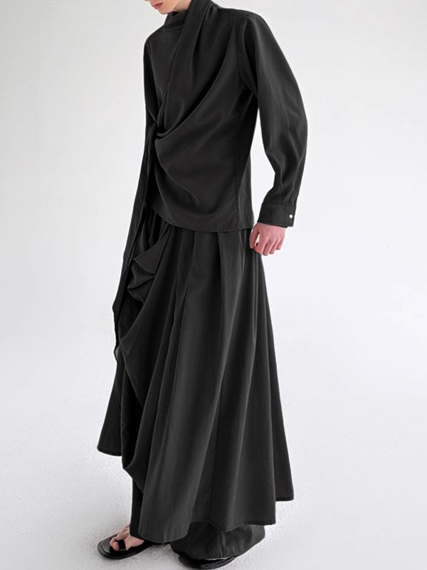 Men's Solid Deconstructed Casual Two Pieces Outfit SKUL28244