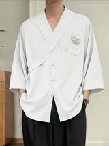 Men's 3D Long-Stem Rose Patch Overlap Shirt SKUL61944
