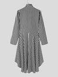 Mens Striped Irregular High-Low Hem Shirt SKUK26564