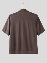 Men's Solid Texture Short Sleeve Cardigan SKUL24747