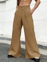 Men's Casual Frog Button High Waist Pant SKUL58742