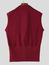 Men's Solid Color Knit Lapel Tank SKUL54073