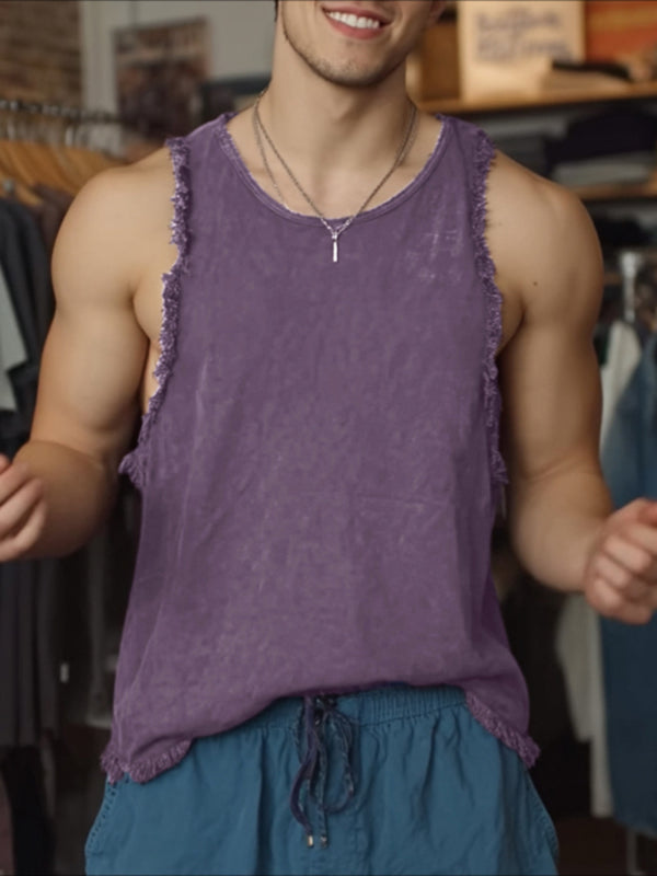 Men's Fringe Patchwork Casual Tank SKUL20172