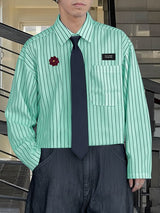 Men's Floral Patchwork Striped Long Sleeve Shirt SKUL45040