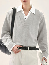Men's Stripe Contrast Collar Long Sleeve Shirt SKUL29545