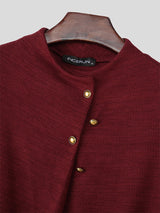 Men's Metal Buckle Patchwork Textured Long Sleeve Sweater SKUL29608